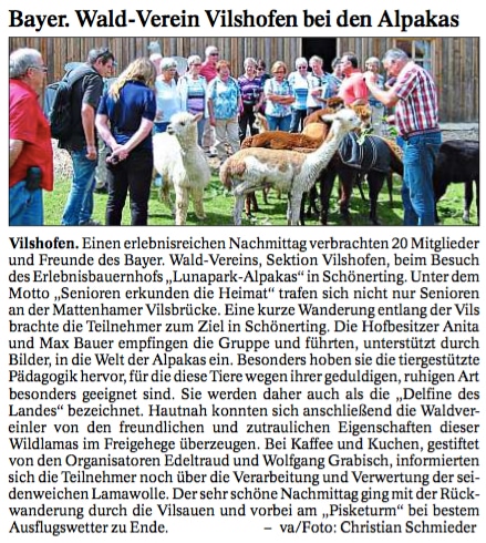 Pressebericht "Landauer Neue Presse" über den Besuch des Kindergartens St. Michael Aufhausen.